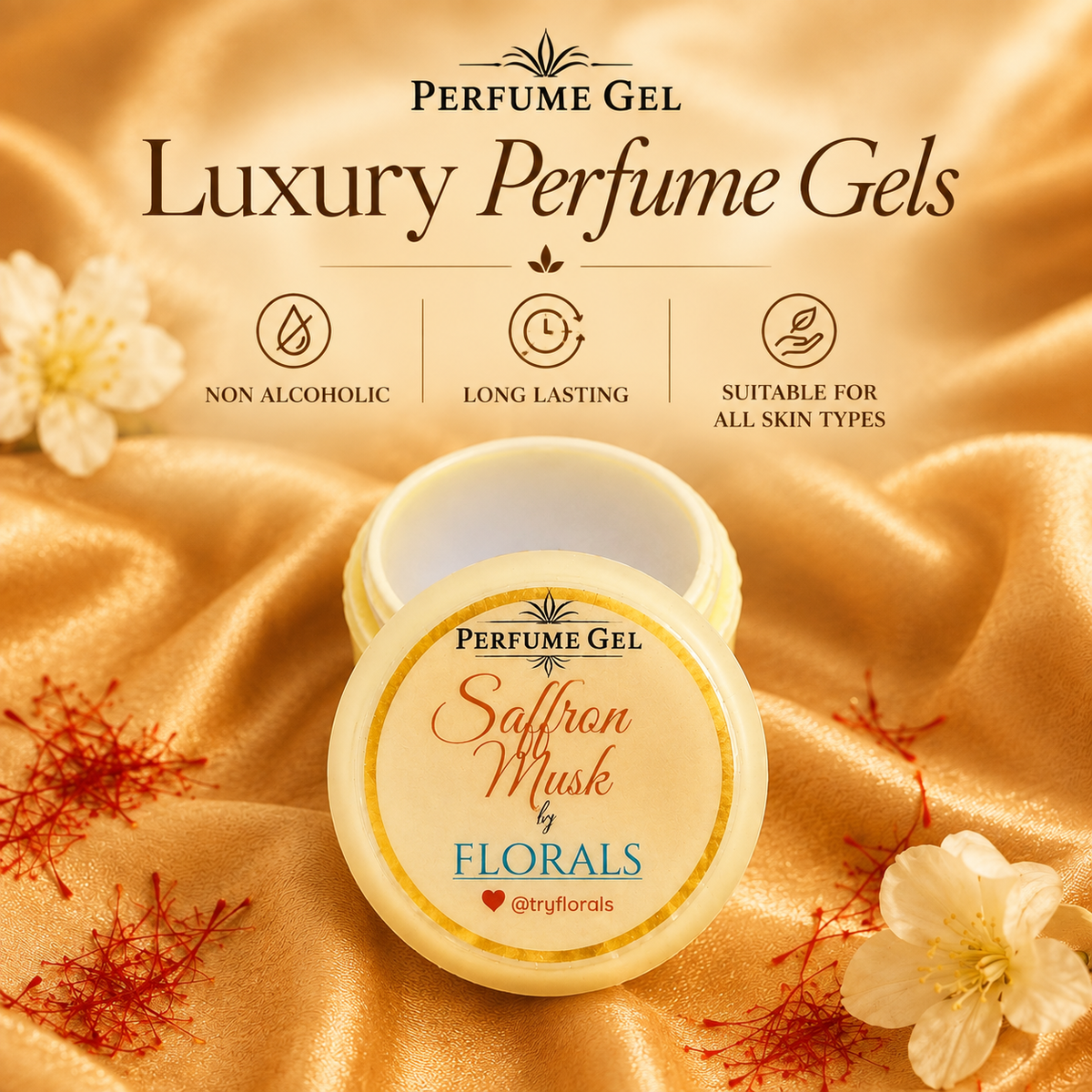Saffron Musk luxury perfume gel